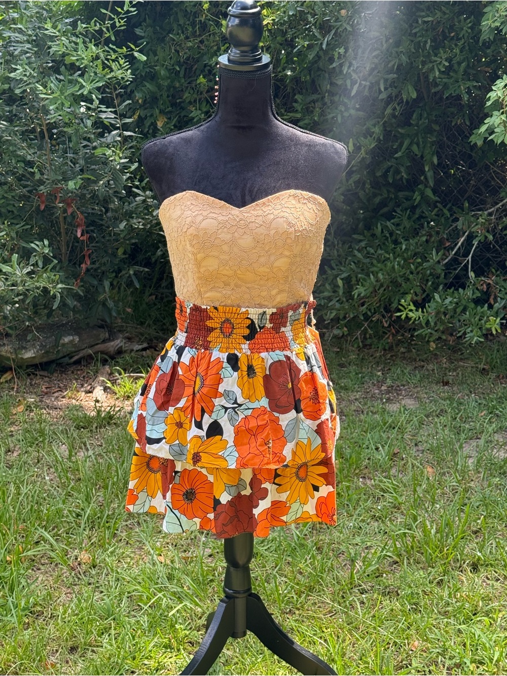 One of a kind upcycled sleeveless top (and skirt by Steve Madden). Size 4/S
